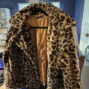 Faux fur jacket .